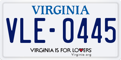 VA license plate VLE0445