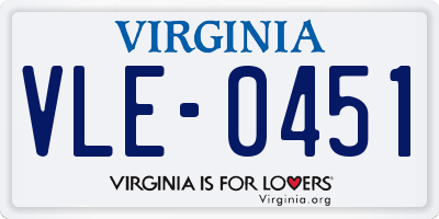 VA license plate VLE0451
