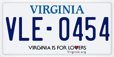 VA license plate VLE0454