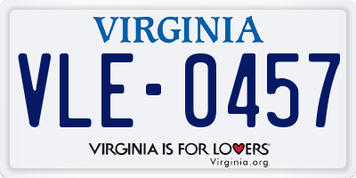 VA license plate VLE0457