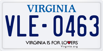 VA license plate VLE0463