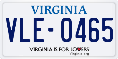 VA license plate VLE0465