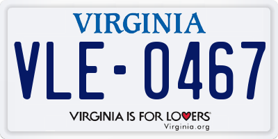 VA license plate VLE0467