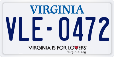 VA license plate VLE0472