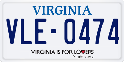 VA license plate VLE0474
