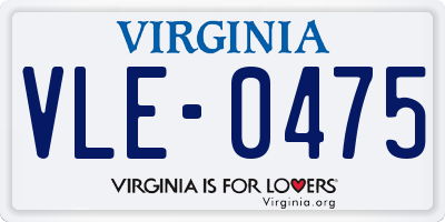 VA license plate VLE0475