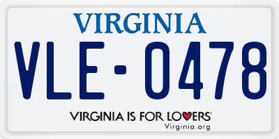 VA license plate VLE0478