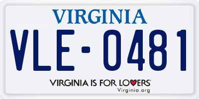 VA license plate VLE0481