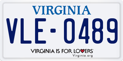 VA license plate VLE0489