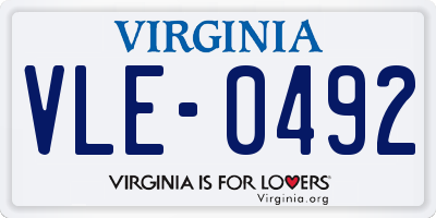 VA license plate VLE0492