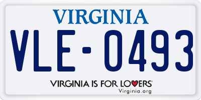 VA license plate VLE0493
