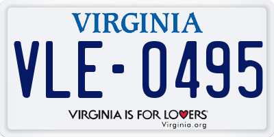 VA license plate VLE0495