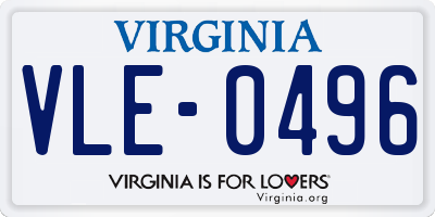 VA license plate VLE0496