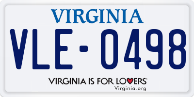 VA license plate VLE0498