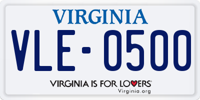 VA license plate VLE0500