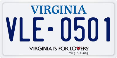 VA license plate VLE0501