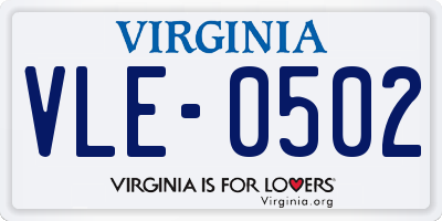 VA license plate VLE0502