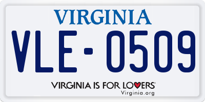 VA license plate VLE0509