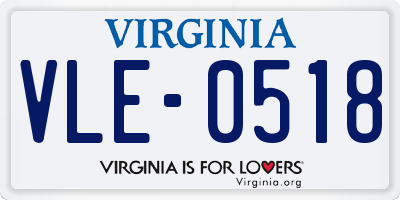 VA license plate VLE0518