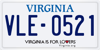 VA license plate VLE0521