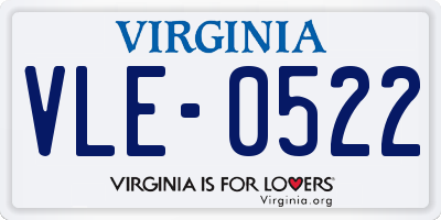 VA license plate VLE0522