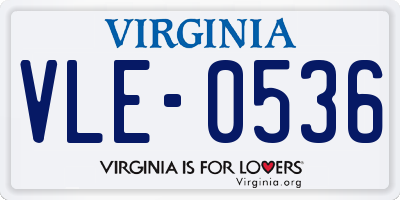 VA license plate VLE0536