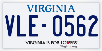 VA license plate VLE0562
