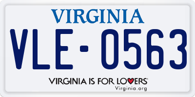 VA license plate VLE0563