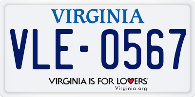 VA license plate VLE0567