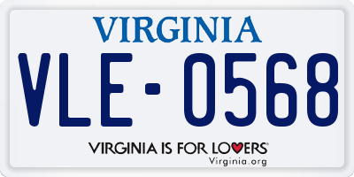 VA license plate VLE0568