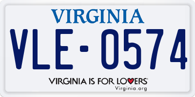 VA license plate VLE0574