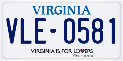 VA license plate VLE0581