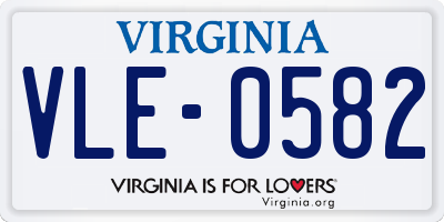 VA license plate VLE0582