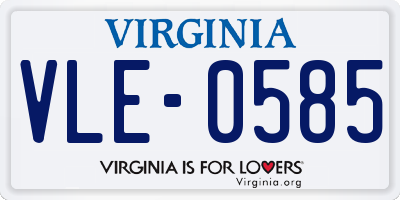 VA license plate VLE0585