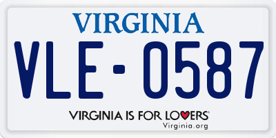 VA license plate VLE0587