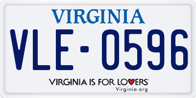 VA license plate VLE0596