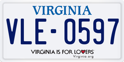 VA license plate VLE0597