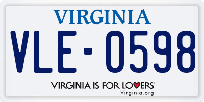 VA license plate VLE0598