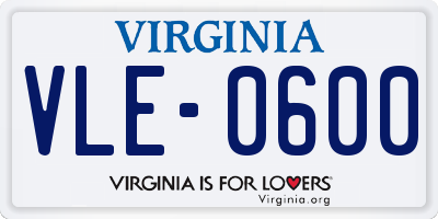 VA license plate VLE0600