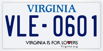 VA license plate VLE0601