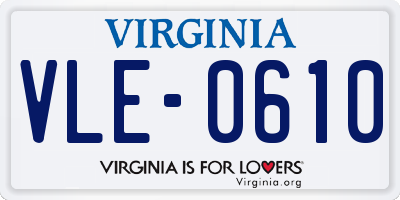 VA license plate VLE0610