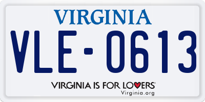 VA license plate VLE0613