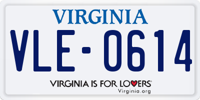 VA license plate VLE0614