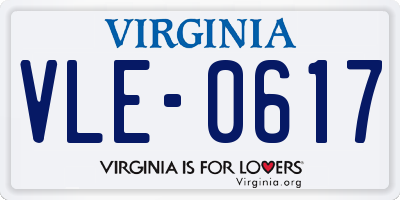 VA license plate VLE0617