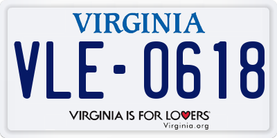 VA license plate VLE0618