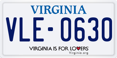 VA license plate VLE0630