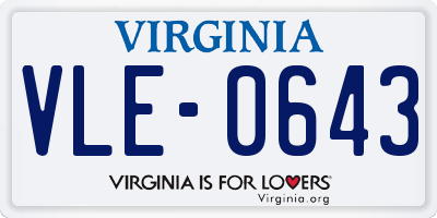 VA license plate VLE0643