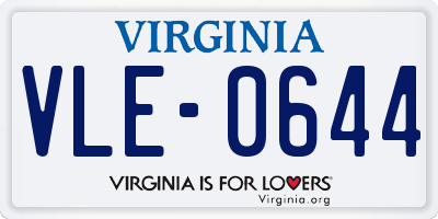 VA license plate VLE0644
