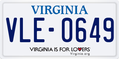 VA license plate VLE0649