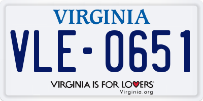 VA license plate VLE0651